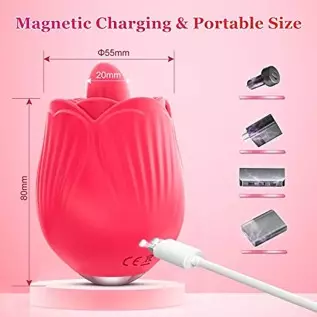 Rose Sex Stimulator for Women, Sex Stimulator Tongue Licking Toys Mini Vibrator with 10 Licking & 10 Vibration Modes, Clit Nippl Rose Sex Stimulator for Women, Sex Stimulator Tongue Licking Toys Mini Vibrator with 10 Licking & 10 Vibration Modes, Clit Nippl