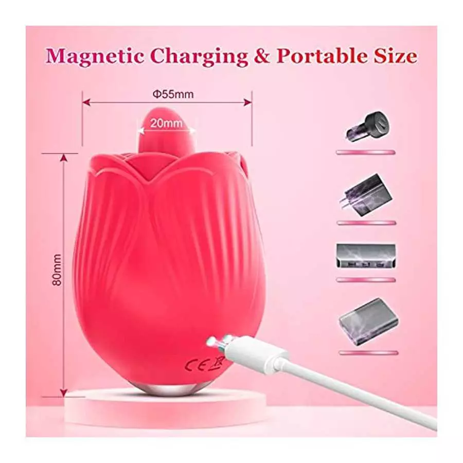 Rose Sex Stimulator for Women, Sex Stimulator Tongue Licking Toys Mini Vibrator with 10 Licking & 10 Vibration Modes, Clit Nippl