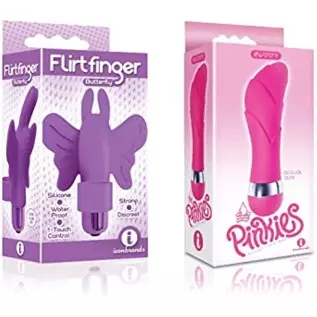 Sexy, Kinky Gift Set Bundle of Flirt Finger Butterfly, Finger Vibrator, Purple and Icon Brands Pinkies, Buddy