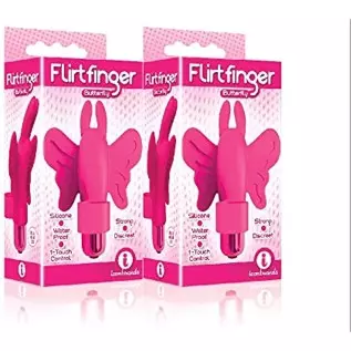 (2 Pack) The 9's, Flirt Finger Butterfly, Finger Vibrator, Pink