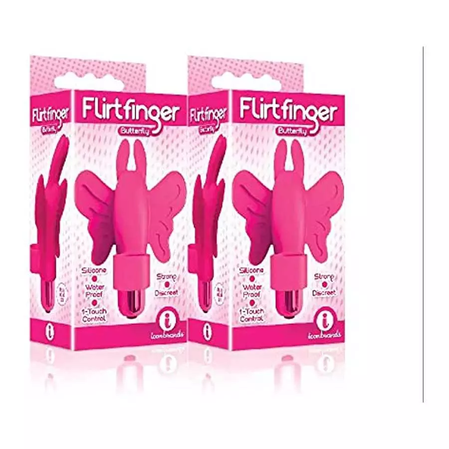 (2 Pack) The 9's, Flirt Finger Butterfly, Finger Vibrator, Pink (2 Pack) The 9's, Flirt Finger Butterfly, Finger Vibrator, Pink