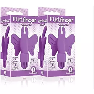 (2 Pack) The 9's, Flirt Finger Butterfly, Finger Vibrator, Purple