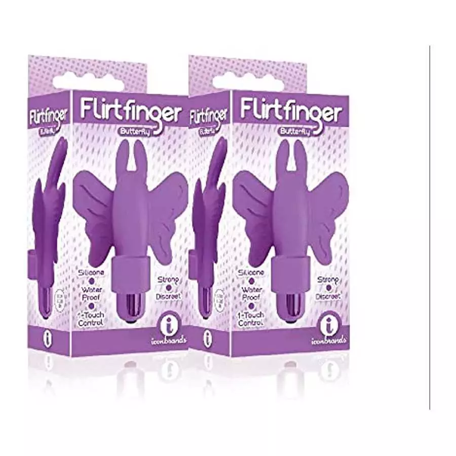 (2 Pack) The 9's, Flirt Finger Butterfly, Finger Vibrator, Purple (2 Pack) The 9's, Flirt Finger Butterfly, Finger Vibrator, Purple