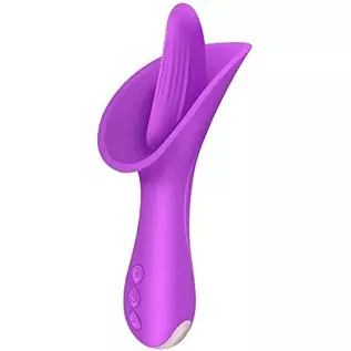 G-spot Clitoris Stimulators Vibrators, Multi-Function Licking Tongue Vibrator Silicone Whisper Quiet Oral Sex Toy with 10 Freque