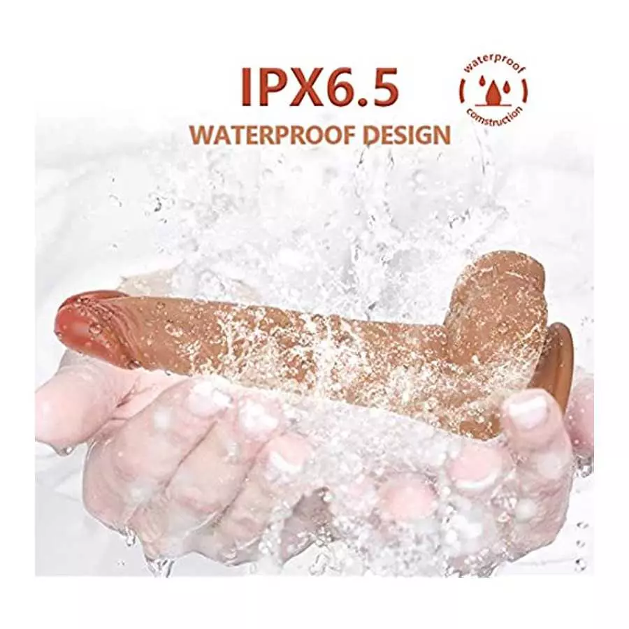 Flueyer Thrusting Dildo with Suction Cup Realistic Sex 5 Toys for Spot Remote Vibrator Control Women RR303, Brown3, 8.3 Inch