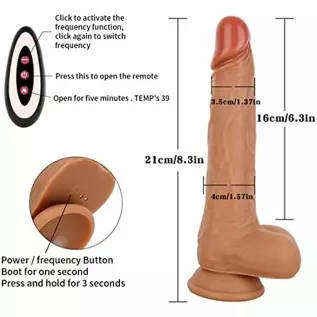Flueyer Thrusting Dildo with Suction Cup Realistic Sex 5 Toys for Spot Remote Vibrator Control Women RR303, Brown3, 8.3 Inch Flueyer Thrusting Dildo with Suction Cup Realistic Sex 5 Toys for Spot Remote Vibrator Control Women RR303, Brown3, 8.3 Inch