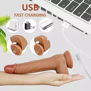 Flueyer Thrusting Dildo with Suction Cup Realistic Sex 5 Toys for Spot Remote Vibrator Control Women RR303, Brown3, 8.3 Inch Flueyer Thrusting Dildo with Suction Cup Realistic Sex 5 Toys for Spot Remote Vibrator Control Women RR303, Brown3, 8.3 Inch