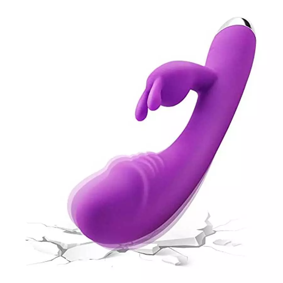 Flueyer G Spot Rabbit Vibrator with Heating Function, Rose Sex Toys for Clitoris G-spot Stimulation, Dual Motor Stimulator for W
