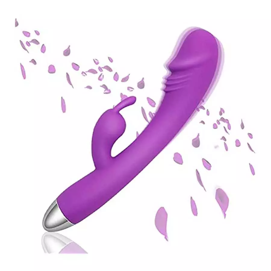 Flueyer G Spot Rabbit Vibrator with Heating Function, Rose Sex Toys for Clitoris G-spot Stimulation, Dual Motor Stimulator for W