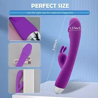 Flueyer G Spot Rabbit Vibrator with Heating Function, Rose Sex Toys for Clitoris G-spot Stimulation, Dual Motor Stimulator for W