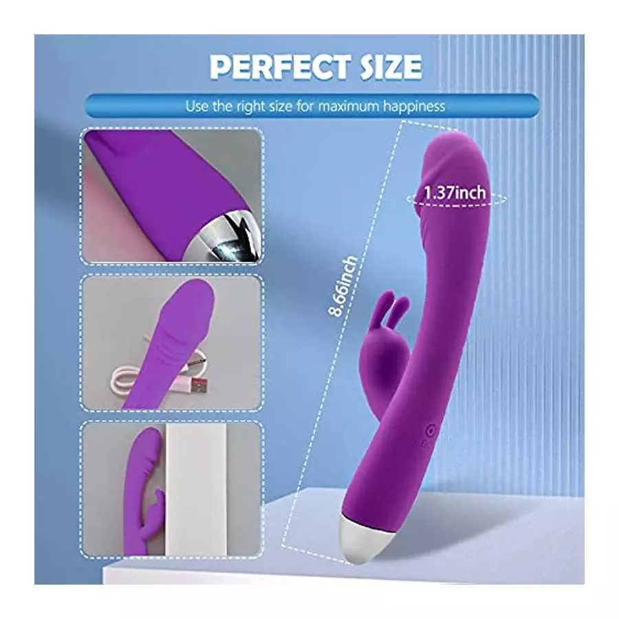 Flueyer G Spot Rabbit Vibrator with Heating Function, Rose Sex Toys for Clitoris G-spot Stimulation, Dual Motor Stimulator for W