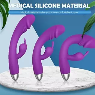 Flueyer G Spot Rabbit Vibrator with Heating Function, Rose Sex Toys for Clitoris G-spot Stimulation, Dual Motor Stimulator for W