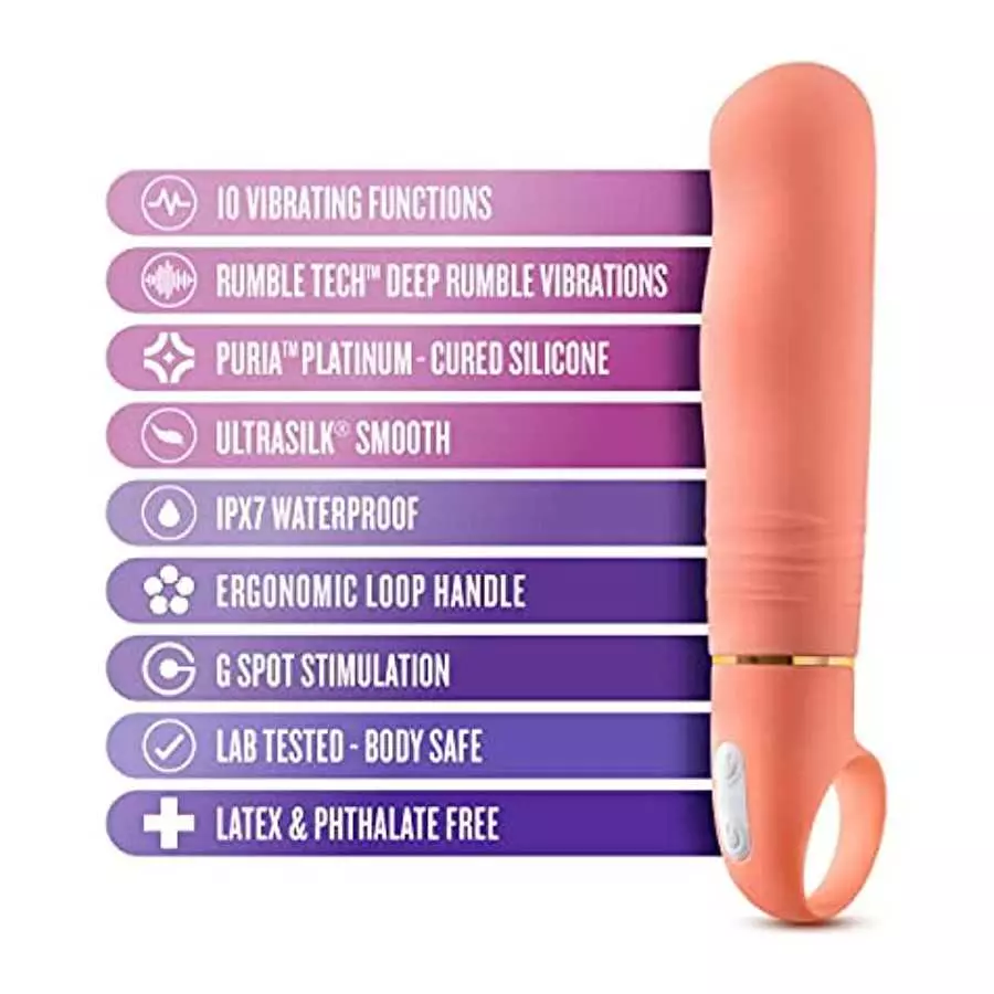 Blush Aria Smokin AF Silicone Vibrator - Rumble Tech Powerful Rumbly 10 Vibration Settings - Curved for Perfect G Spot Stimulati