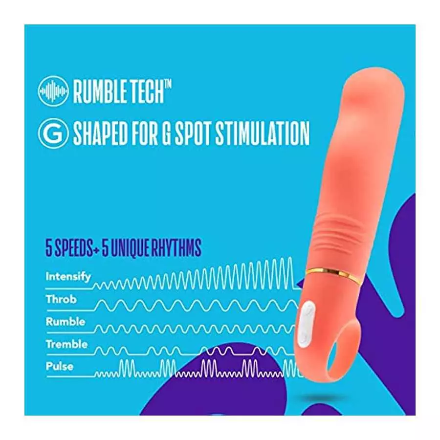Blush Aria Smokin AF Silicone Vibrator - Rumble Tech Powerful Rumbly 10 Vibration Settings - Curved for Perfect G Spot Stimulati