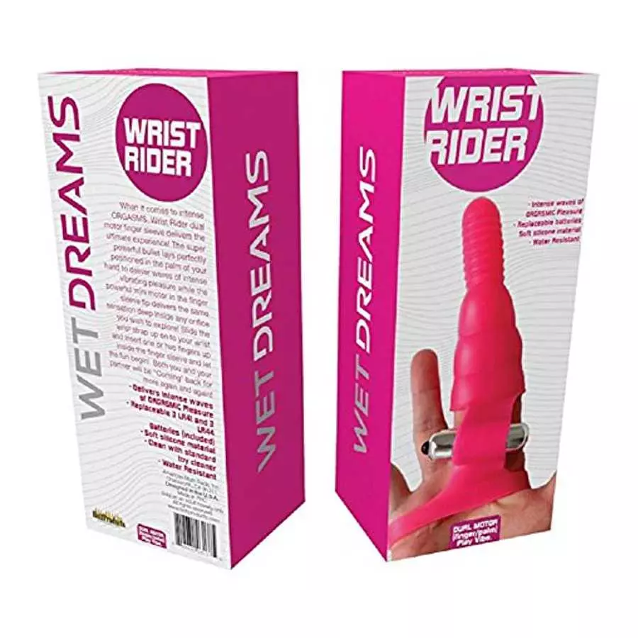 Wet Dreams Wrist Rider Dual Motor Finger Play Sleeve with Wrist Strap Vibrator (Magenta) with Free Bottle of Adult Toy Cleaner Wet Dreams Wrist Rider Dual Motor Finger Play Sleeve with Wrist Strap Vibrator (Magenta) with Free Bottle of Adult Toy Cleaner