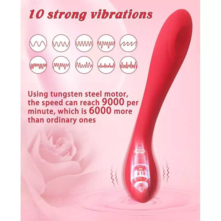 Alovegarden Clitoral G-Spot Powerful Rose Vibrator, Waterproof Dildo Clit Stimulator with 10 Vibration Modes, Softer and Flexibl