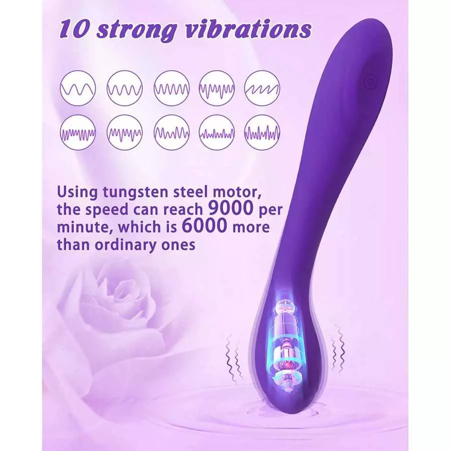 Alovegarden Clitoral G-Spot Powerful Rose Vibrator, Waterproof Dildo Clit Stimulator with 10 Vibration Modes, Softer and Flexibl