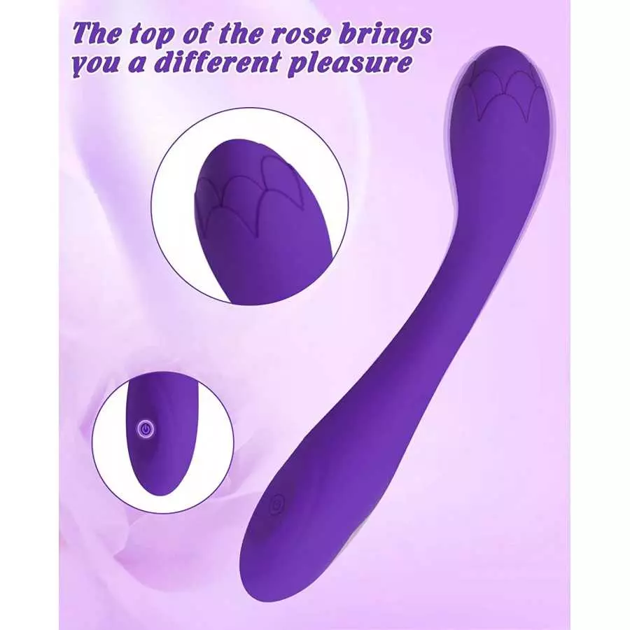 Alovegarden Clitoral G-Spot Powerful Rose Vibrator, Waterproof Dildo Clit Stimulator with 10 Vibration Modes, Softer and Flexibl
