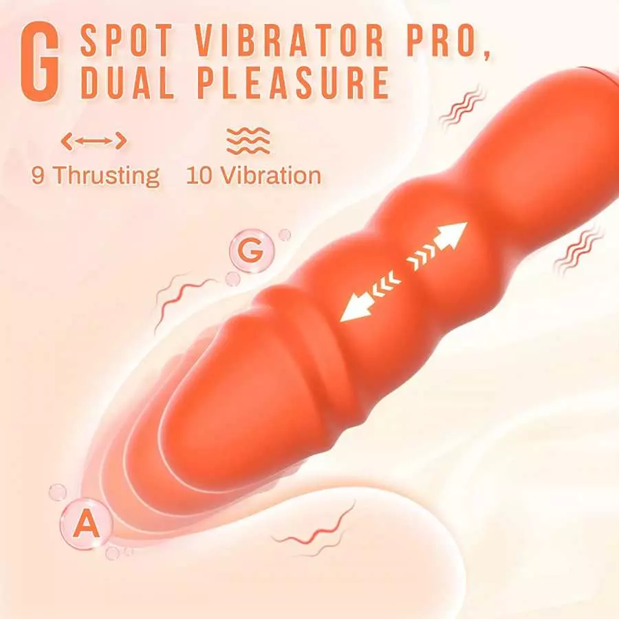 Adult Sex Toy Thrusting Dildo Vibrator - 2 in1 Upgrade Vibrator Dildos with 9 Thrusting 10 Vibrations Adult Toys for Clitoral An