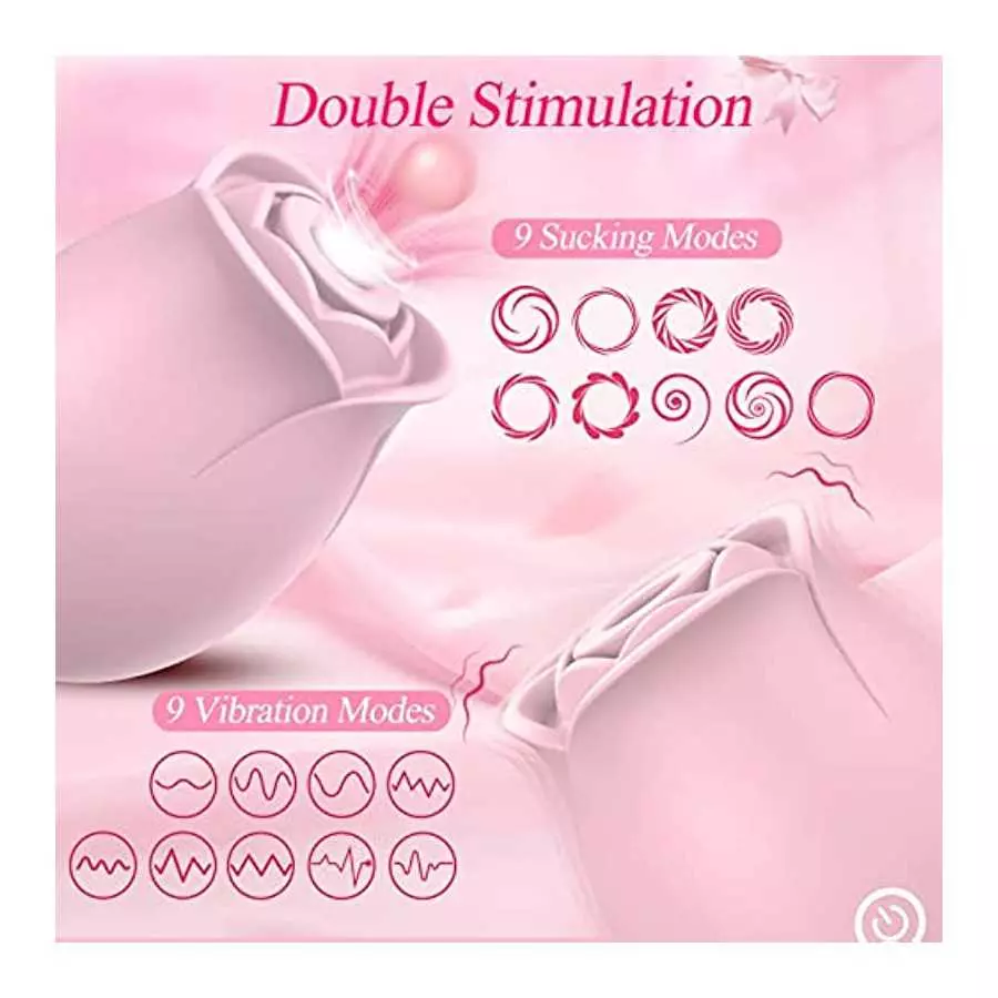 Rose Sex Vibrator Stimulator for Women, Rose Toy Vibrators for Women Adult Sex Toys & Games with 9 Sucking Licking and Vibrating