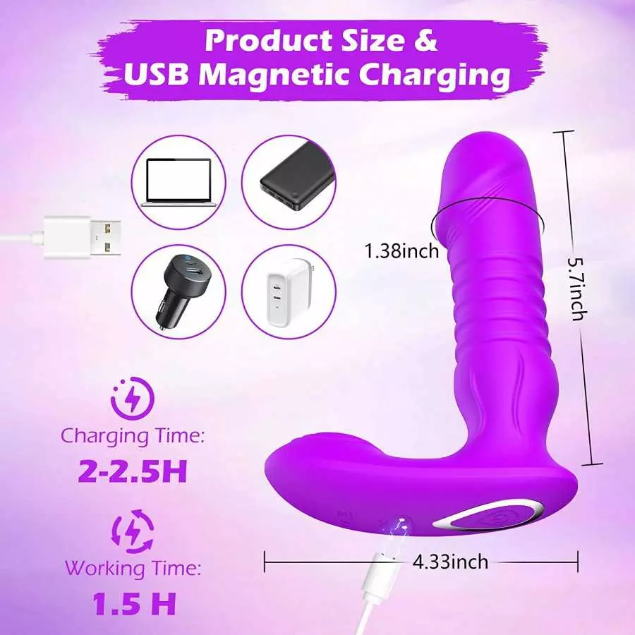 G Spot Thrusting Vibrator, FOBONO Wearable Adult Toys for Womens Sex Pleasure with 7 Thrusting & Vibrating Modes, App & Remote C
