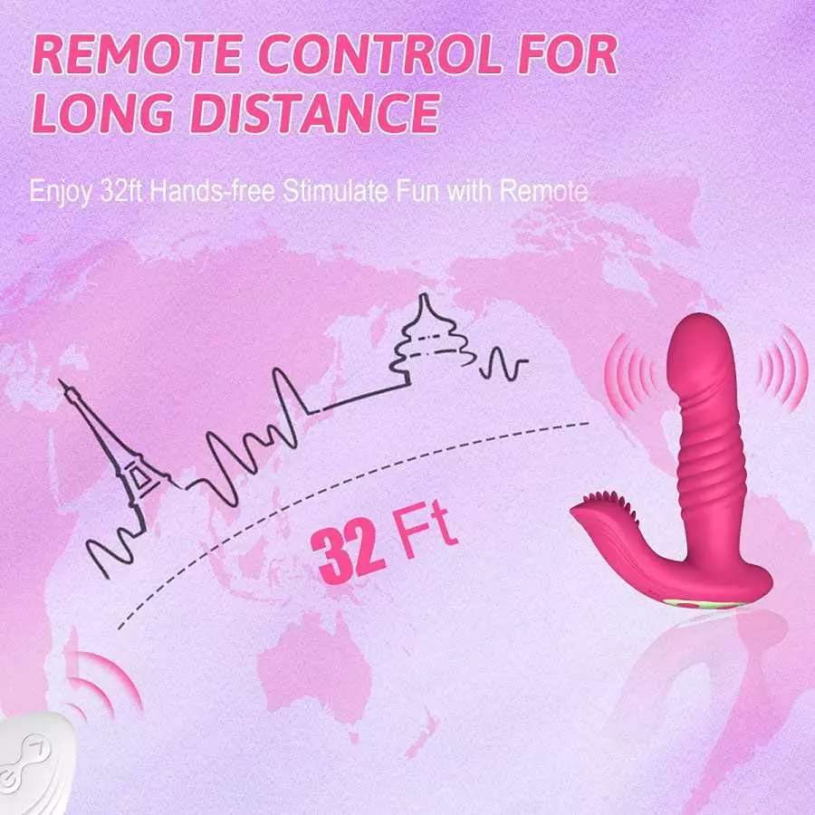 Thrusting G Spot Vibrator with Clit Tongue - Tina, Wearable Vibrator 3 Pulsing & 10 Vibrations with Remote, Quiet Panty Vibrator