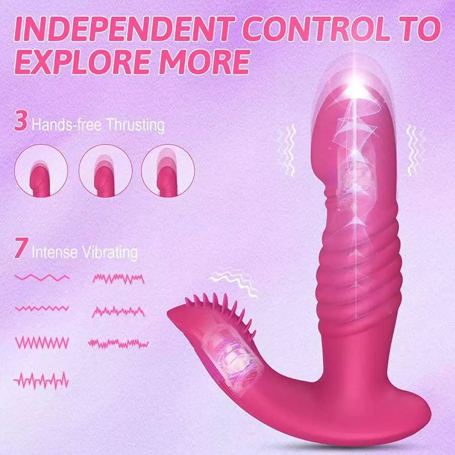 Thrusting G Spot Vibrator with Clit Tongue - Tina, Wearable Vibrator 3 Pulsing & 10 Vibrations with Remote, Quiet Panty Vibrator