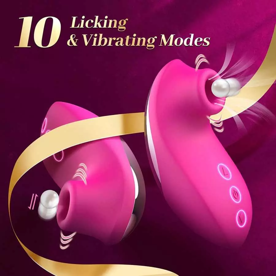 Adult Sex Toys Vibrator for Women - 2in1 Vibrating & Licking Tongue G Spot Vibrators, Nipples Clitoral Stimulator Dildo with 10 