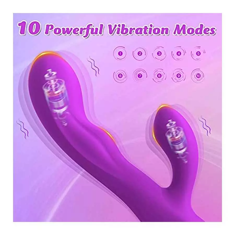 G Spot Rabbit Vibrator with Heating Function, Rose Adult Sex Toys for Clitoris G-spot Stimulation, Dildo Vibrators with 10 Power