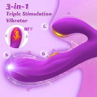 G Spot Rabbit Vibrator with Heating Function, Rose Adult Sex Toys for Clitoris G-spot Stimulation, Dildo Vibrators with 10 Power