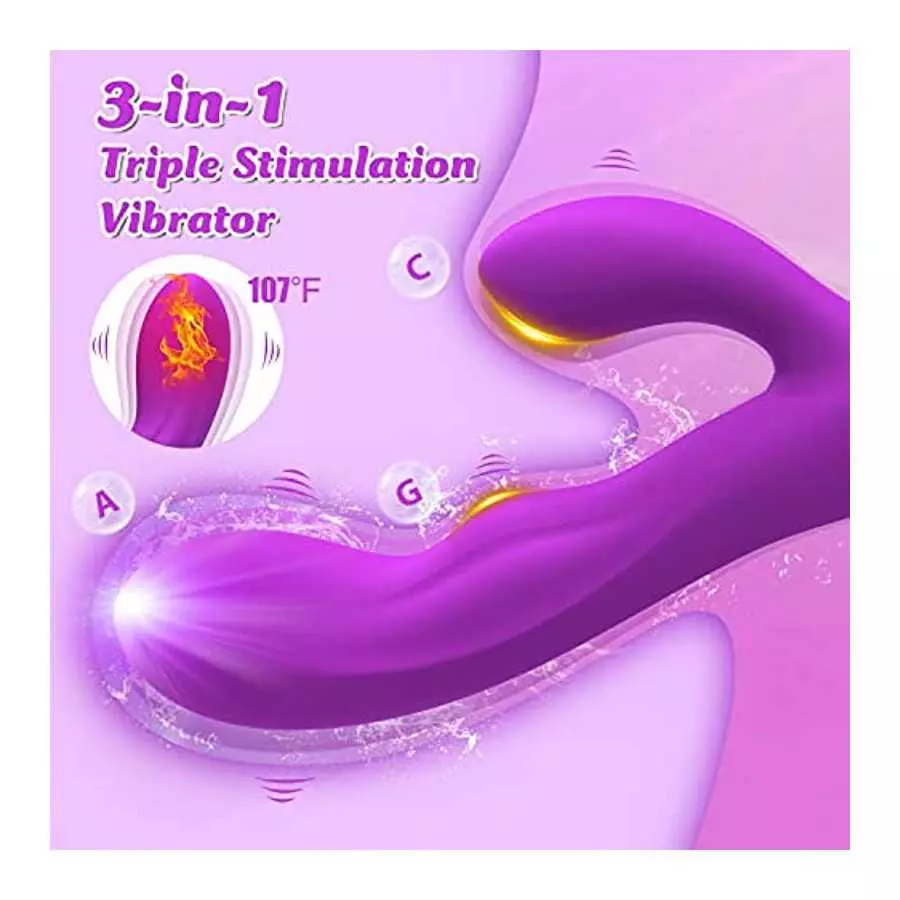G Spot Rabbit Vibrator with Heating Function, Rose Adult Sex Toys for Clitoris G-spot Stimulation, Dildo Vibrators with 10 Power
