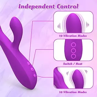 G Spot Rabbit Vibrator with Heating Function, Rose Adult Sex Toys for Clitoris G-spot Stimulation, Dildo Vibrators with 10 Power