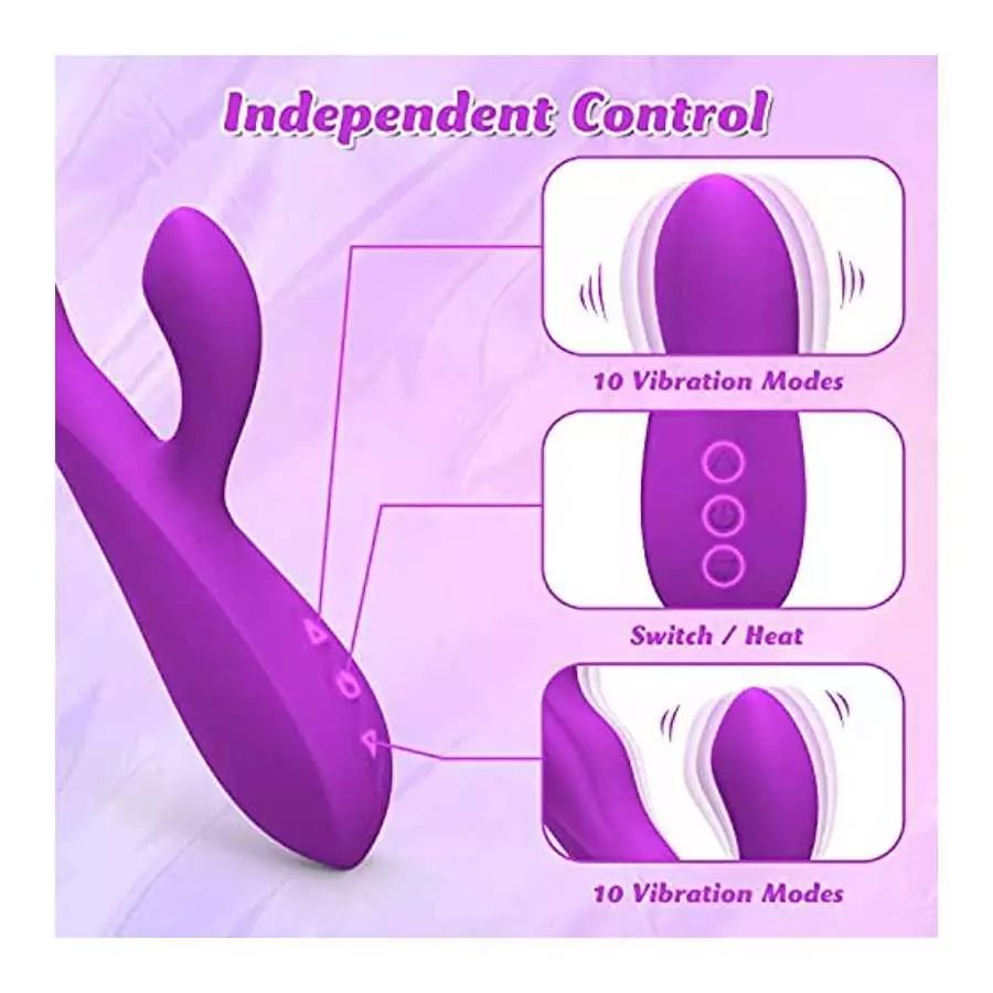 G Spot Rabbit Vibrator with Heating Function, Rose Adult Sex Toys for Clitoris G-spot Stimulation, Dildo Vibrators with 10 Power
