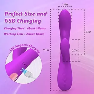G Spot Rabbit Vibrator with Heating Function, Rose Adult Sex Toys for Clitoris G-spot Stimulation, Dildo Vibrators with 10 Power
