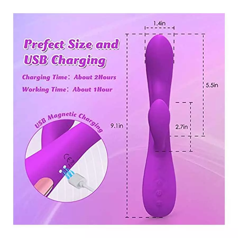G Spot Rabbit Vibrator with Heating Function, Rose Adult Sex Toys for Clitoris G-spot Stimulation, Dildo Vibrators with 10 Power