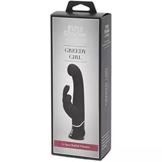 Fifty Shades of Grey Greedy Girl Rabbit Vibrator - 5.5 Inch Silicone G Spot Vibrator for Women - Dual Stimulation Adult Sex Toy 