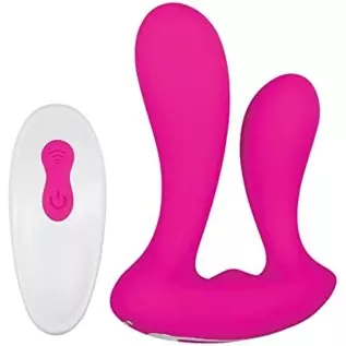 Adam & Eve - Rechargeable Dual Entry - 9 Powerful Vibrating Speeds & Functions - Hands Free with Remote Control - Silicone Vibra