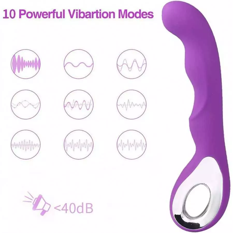 Rechargeable G-Spot Vibrator with 10 Vibration Modes, Adult Women Sex Toy, Female Vibrating Dildo, Sexual Wand Massager with Unb