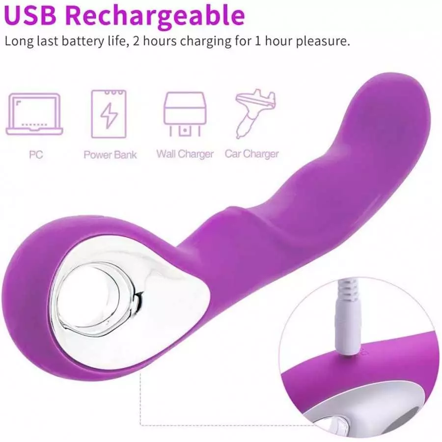 Rechargeable G-Spot Vibrator with 10 Vibration Modes, Adult Women Sex Toy, Female Vibrating Dildo, Sexual Wand Massager with Unb
