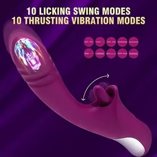 Thrusting G-Spot Clitoral Vibrator for Women - MOMONII Dual & Heating Function Dildo with 10 Thrusting +10 Tongue Licking Modes Thrusting G-Spot Clitoral Vibrator for Women - MOMONII Dual & Heating Function Dildo with 10 Thrusting +10 Tongue Licking Modes