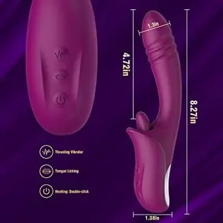Thrusting G-Spot Clitoral Vibrator for Women - MOMONII Dual & Heating Function Dildo with 10 Thrusting +10 Tongue Licking Modes Thrusting G-Spot Clitoral Vibrator for Women - MOMONII Dual & Heating Function Dildo with 10 Thrusting +10 Tongue Licking Modes