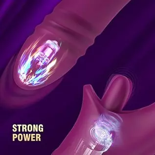 Thrusting G-Spot Clitoral Vibrator for Women - MOMONII Dual & Heating Function Dildo with 10 Thrusting +10 Tongue Licking Modes Thrusting G-Spot Clitoral Vibrator for Women - MOMONII Dual & Heating Function Dildo with 10 Thrusting +10 Tongue Licking Modes