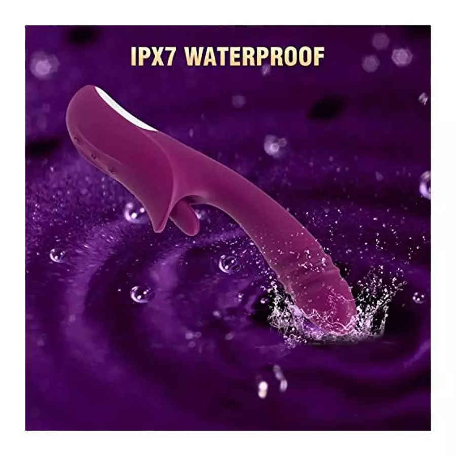 Thrusting G-Spot Clitoral Vibrator for Women - MOMONII Dual & Heating Function Dildo with 10 Thrusting +10 Tongue Licking Modes 