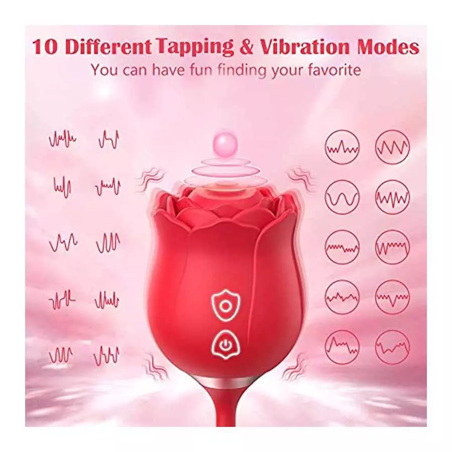 Rose Sex Stimulator for Women, Amorspice Toys for Her Adult Pleasure with 10 Mind-Blowing Tapping, Thrusting & Vibrating Modes, 