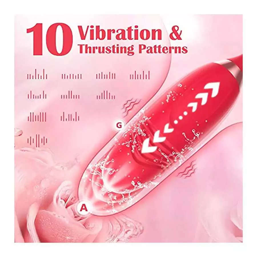 Rose Sex Stimulator for Women, Amorspice Toys for Her Adult Pleasure with 10 Mind-Blowing Tapping, Thrusting & Vibrating Modes, 