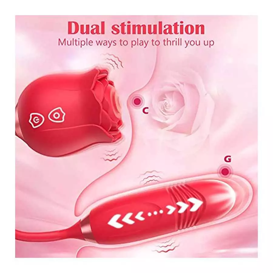 Rose Sex Stimulator for Women, Amorspice Toys for Her Adult Pleasure with 10 Mind-Blowing Tapping, Thrusting & Vibrating Modes, 