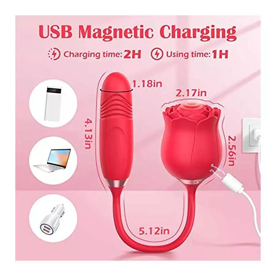 Rose Sex Stimulator for Women, Amorspice Toys for Her Adult Pleasure with 10 Mind-Blowing Tapping, Thrusting & Vibrating Modes, 