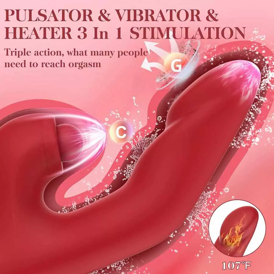 Adult Sex Toys Women Sex Toy - Thrusting Dildo G Spot Vibrator Pulsating Clitoral Stimulator with 5 Tapping 10 Vibration Modes, 