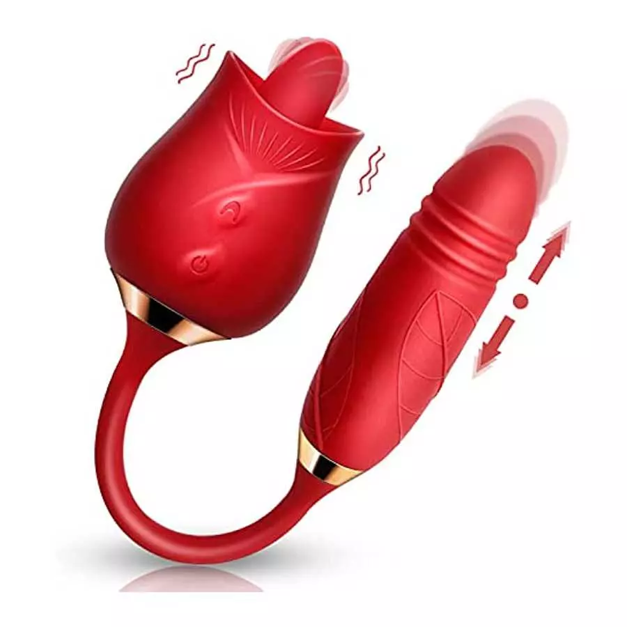 Rose Toy Vibrator for Woman - 3 in 1 Clitoral Stimulator Tongue Licking Thrusting G Spot Dildo 9 Modes, Adult Sex Toys Games , C Rose Toy Vibrator for Woman - 3 in 1 Clitoral Stimulator Tongue Licking Thrusting G Spot Dildo 9 Modes, Adult Sex Toys Games , C