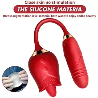 Rose Toy Vibrator for Woman - 3 in 1 Clitoral Stimulator Tongue Licking Thrusting G Spot Dildo 9 Modes, Adult Sex Toys Games , C Rose Toy Vibrator for Woman - 3 in 1 Clitoral Stimulator Tongue Licking Thrusting G Spot Dildo 9 Modes, Adult Sex Toys Games , C
